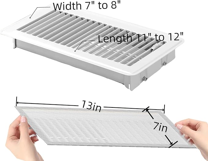 6-Pack Black Magnetic Vent Covers 7x13 Inch - Universal Fit for Floor, Wall & Ceiling Registers (7"-8" Width x 13"-14"Length) | High Airflow Mesh Design | Tool-Free Easy Installation