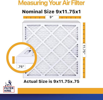 Filter King Air Filters 9x11.75x1 | 4-PACK | MERV 13 HVAC Pleated AC Furnace Filters | Air Purifier | Replacement Filters for Clean, Healthy & Fresh Environment | MADE IN USA