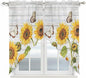 Yellow Sunflowers Swag Valances for Windows, Vintage Country Flowers Butterfly Wood Board Rod Pocket Kitchen Curtains Valance, Kitchen Window Curtains Swag for Cafe Living Room, 2 Panels, 36x45 inch