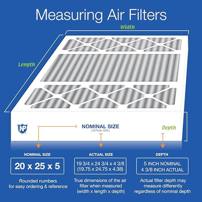 Nordic Pure 20x25x5 (Actual Size: 19 3/4 x 24 3/4 x 4 3/8) Lennox X6673 X6675 Replacement Ã‚ MERV 12 Pleated + Carbon 1 Pack