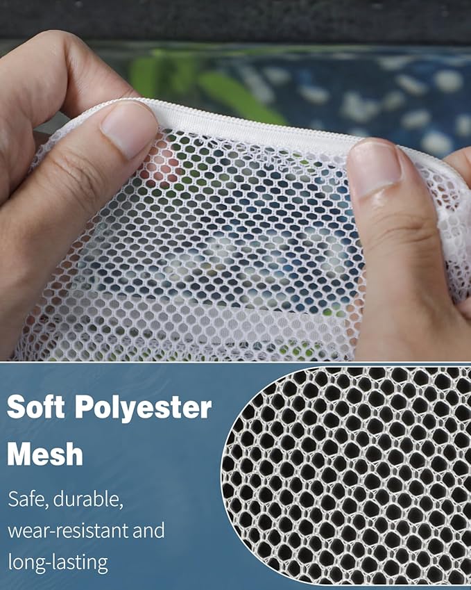 Pawfly 12 Pack Black & White Aquarium Filter Media Bags, Fish Tank Fine Mesh Bag with Plastic Zipper Aquarium Reusable Mesh Bag for Activated Carbon Bio Filter Balls Filter Stones, 7.9" x 5.9"