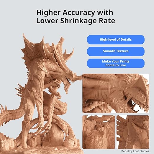 ANYCUBIC ABS-Like Resin 3.0, Upgraded 14K 3D Printer Resin with Enhanced Strength and Toughness, High Precision, Low Odor, Wide Compatibility for All LCD Resin 3D Printers (Beige, 1kg)