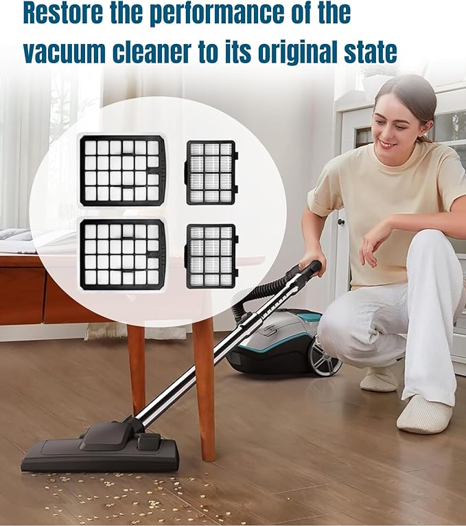 2 Set HEPA Filter Replacement Fit For Eureka NEN180 NEN186BL Bagless Canister Vacuum Cleaner,include 2 Dust Cup Filters Element and 2 HEPA Filters