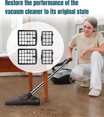 2 Set HEPA Filter Replacement Fit For Eureka NEN180 NEN186BL Bagless Canister Vacuum Cleaner,include 2 Dust Cup Filters Element and 2 HEPA Filters