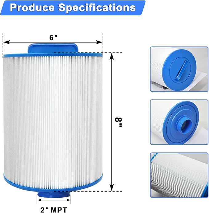 PAS40-F2M Replacement Hot Tub Spa Filter Compatible with Unicel 6CH-352, Filbur FC-0312, Artesian Spas 06-0014-12, Baleen AK-90131, Darlly 60354, SD-01441, Master Spas PMA-R1 Filters, 40 sqft, 2 Pack
