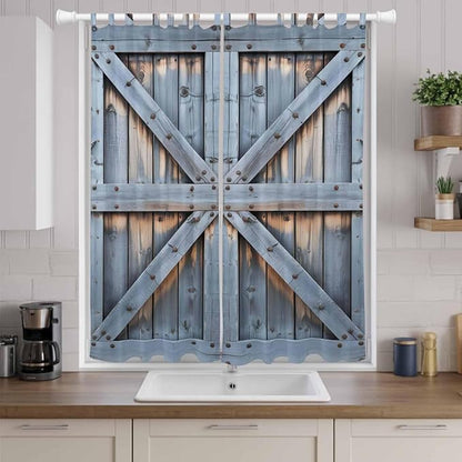 Farmhouse Wood Grain Living Room Curtains 84 Inch Length, Window Curtains Tab Top, Vintage Country Barn Gate Textured Light Filtering Window Treatments Drapes 52"x84" 2 Panel