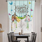 Tie Up Curtains,Happy Easter Bunny Butt Egg Floral Adjustable Rod Pocket Window Shade Curtain Drape Spring Plant on Aqua Wood Tie-Up Valance for Kitchen Bedroom Living Room Windows,42"x63"