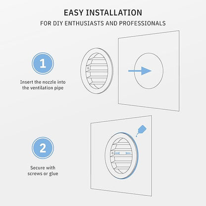 calimaero® WSGG 4" Inch Gray Round Metal Air Vent Grill Cover Flat Louver with Fly Screen Fits Only with Metal Ducts