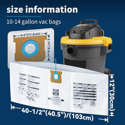 10 Pack Shop Vac 10-14 Gallon Vaccum Bags, ALYYDBG Type F 90662 9066200 9066233, Type I 90672 9067200, 9067211 Filter Bags