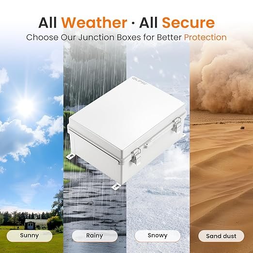 QILIPSU Waterproof Junction Box IP67 Outdoor Plastic Electrical Project Enclosure Weatherproof with Inner Door, Mounting Plate, Wall Brackets, Hinged Grey Cover 16.1"x12.2"x7.1" -D