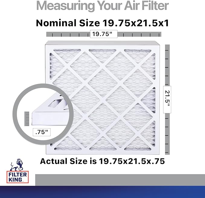 Filter King 19.75x21.5x1 Air Filter | 4-PACK | Carbon MERV 8 HVAC Pleated A/C Furnace Filters | MADE IN USA | Actual Size: 19.75 x 21.5 x .75"