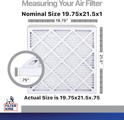Filter King 19.75x21.5x1 Air Filter | 4-PACK | Carbon MERV 8 HVAC Pleated A/C Furnace Filters | MADE IN USA | Actual Size: 19.75 x 21.5 x .75"