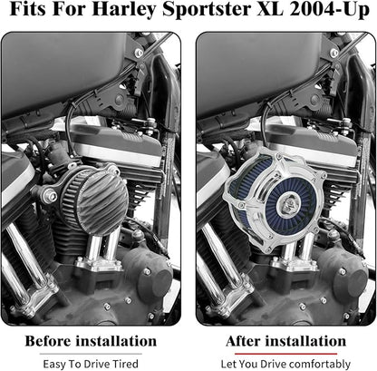 HDBUBALUS Motorcycle Air Filter Air Cleaner Intake System Cleaner Fit For Harley Sportster XL 2004-Up Blue