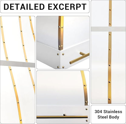 CHETTO C Stainless Steel Range Hood Cover with 4-Speed Vent Hood Insert Custom Handcrafted Metal Kitchen Fan with Towel Rack LED Light 48"W x21"D x45"H White Wall Mount