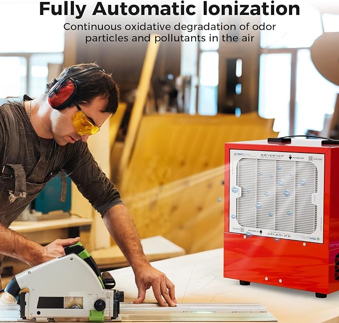 ALORAIR Portable Air Filtration System Built-In Ionizer, 180° Air Intake (850/1050CFM) Tabletop Dust Collector for Woodworking with Vortex Fan, Air Filter for Garage, Works Shop, Home, Purecare 1050IG