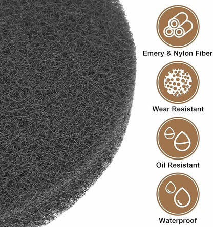 HARFINGTON 24pcs Scrubber Scouring Pads 1200 Grits 4 Inch Drill Power Brush Hoop and Loop Surface Conditioning Disc Drill Scuffing Disc Scrub Pads for Home Kitchen Cleaning, Light Gray