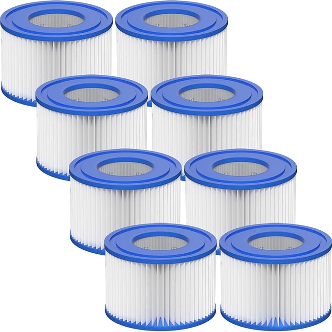 Type VI Hot Tub Filter Cartridge Compatible with Lay-Z-Spa, Coleman SaluSpa 90352E, 58323E, 58323 Swimming Pool Pump (8 Pack)