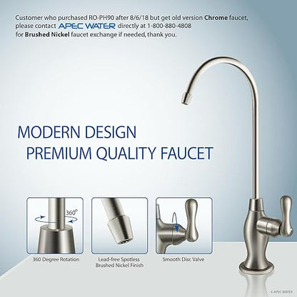 APEC WATER | Reverse Osmosis Water Filter, Alkaline 6-Stage RO System, pH+ Remineralization for Natural Spring Taste, Under Sink Filter WQA Certified to Remove 1K+ Impurities, 90 GPD - RO-PH90