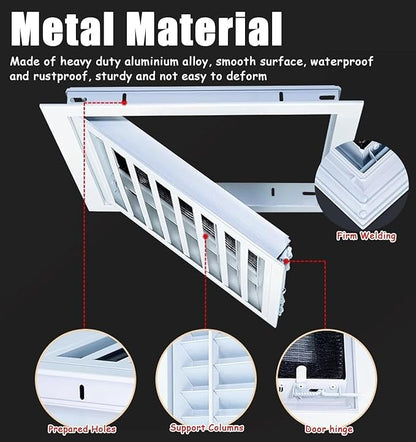 Louvered Vent/Access Panel, Decorative Removable Grille Filters Covers with Mesh Cover, Wall and Ceiling Inspection Service Door Loft Hatch(20x25cm/7.8x9.8in)