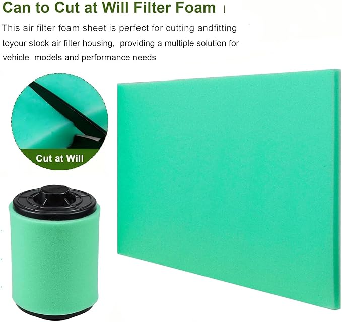 Foam Air Filter Material Sheet for Uni Filter-BF-1 BF1-14" X 17" X 5/8", 65-PPI Bulk Fine Filter Foam Sheet, Universal Reusable Air Filter for Most Motorcycle ATV Scooters, Dirt Bike,UTV-Green