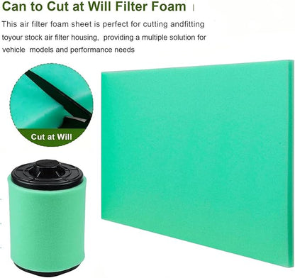 Foam Air Filter Material Sheet for Uni Filter-BF-1 BF1-14" X 17" X 5/8", 65-PPI Bulk Fine Filter Foam Sheet, Universal Reusable Air Filter for Most Motorcycle ATV Scooters, Dirt Bike,UTV-Green