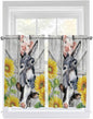 Farmhouse Kitchen Curtains 54 Inches length, Watercolor Sunflowers Animals Printed Wood Grain Window Treatment Curtain Drapes, Decorative Window Curtains for Bedroom Cafe, 52"x54", 2 Panels