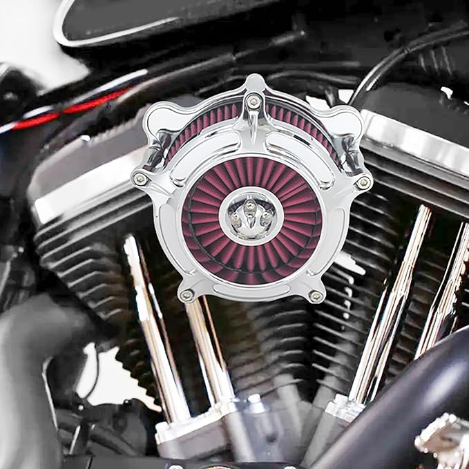 HDBUBALUS Motorcycle CNC Spike Air Cleaner Air Filter Intake System Filter (C-For Touring Trike 08-16, Softail 16-17,Dyna 17)