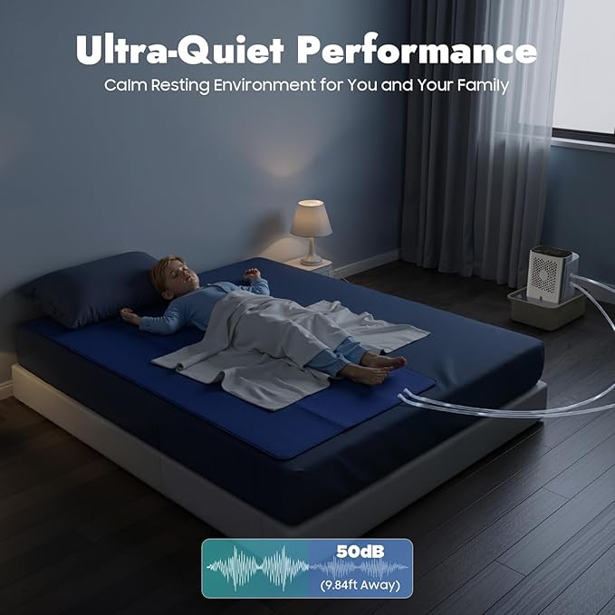 Bepritm Bed Cooling System, 6W Mattress Water Cooling Bed Pad with LCD Panel, Single Size Water Bed Cooler 50dB Low Noise for Bedroom, Student Dorm, Home (63 x 27.5in)