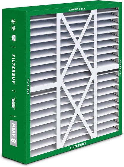 Filterbuy 20x22x5 Air Filter MERV 8 Essential Dust & Allergy Defense (4-Pack), Pleated HVAC AC Furnace Filters for Amana, Goodman, Nordyne, and Five Seasons (Actual Size: 19.50 x 21.94 x 5.25)