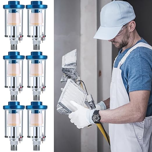 Mudder 14 Pcs Compressed Air Filter Water Oil Separator 1/4 Inch NPT Inlet and Outlet Airbrush Filter Moisture Separator for Air Line Compressor Fitting, 90 PSI