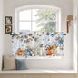 Fall Blue Maple Kitchen Tier Curtains 24 Inch Long 2 Panel Set,Rod Pocket Cafe Small Window Curtains Over Sink,Thanksgiving Pumpkins Daisy Country Leaves Short Drapes for Bathroom 27.5"W x 24"L