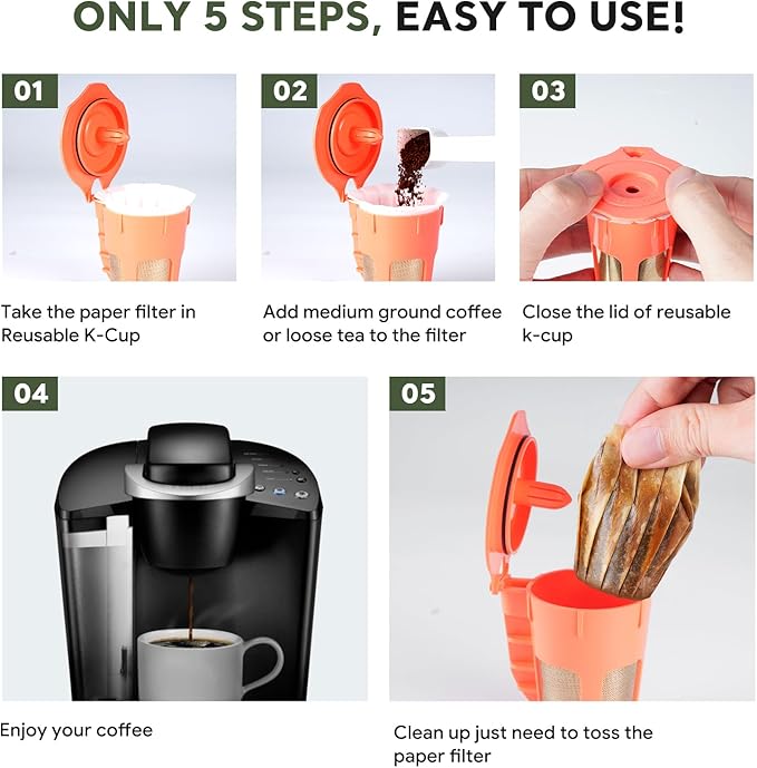Disposable Paper Coffee Filters K Cup Paper Filters for K-eurig Single Brewer Reusable Cups, K-Cup Coffee Pods, Fit Most K eurig Single Serve Filter Brands Coffee Pods (White 100 Count, Large)