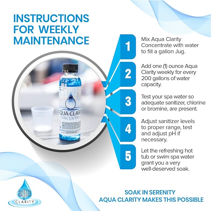 3-in-1 Hot Tub Cleaner, Clarifier & Conditioner, Eliminate The Need to Purge & Drain with Weekly Dose, Reduce Extra Hot Tub Chemicals Usage, 1-Year Complete Hot Tub Care
