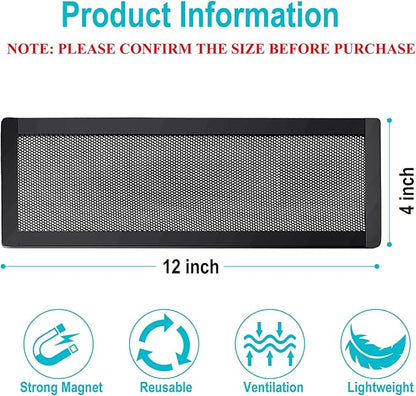 Magnetic Floor Register Vent Covers, 4 x 12 Inch Air Vent Filter Mesh, Sticky Magnet PVC Vent Screen Net for Wall Ceiling Floor Catches Toys Snacks Pet Hair and Pet Food 4 Pack…