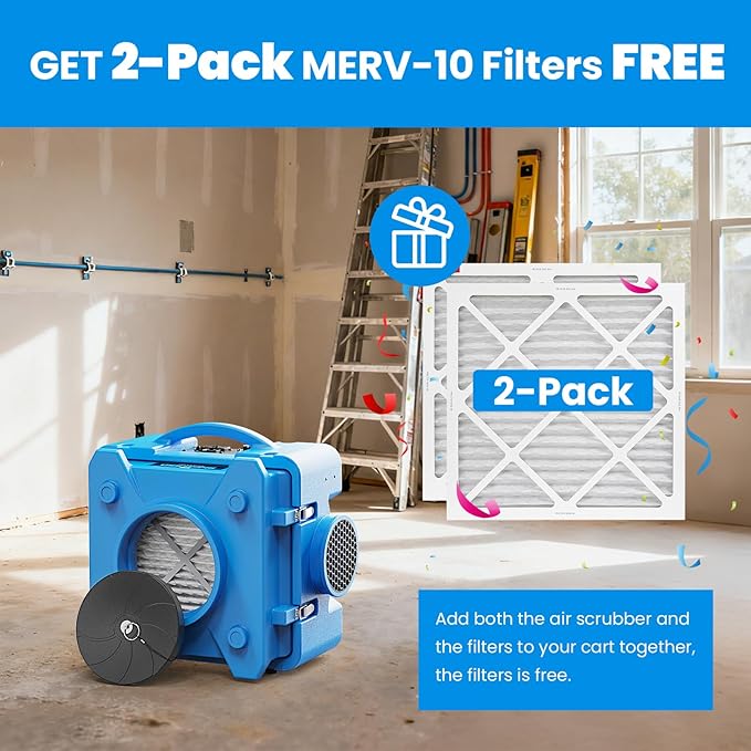 CADPXS Shield-550 Air Scrubber, Negative Machine Airbourne Cleaner HEPA Scrubber Water Damage Restoration Equipment Air Purifier