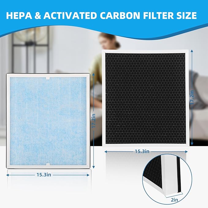 HEPA/Activated Carbon Filter Replacement, HEPA 550 Fliter Replacement Set Compatible with AlorAir CleanShield 550 Air Scrubber(4 Packs)
