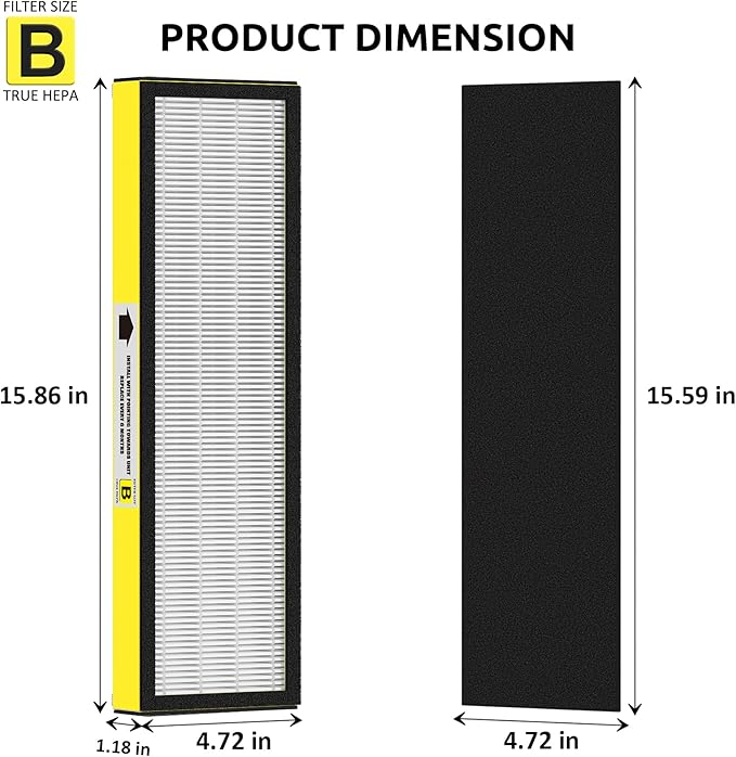 Filter B, FLT4825 Filter Replacement for Guardian AC4825 AC4825E AC4300 AC4800 AC4850 Air Purifier – 2 True HEPA Filters & 6 Pre-Filters (2-Pack)