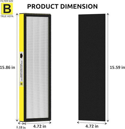 Filter B, FLT4825 Filter Replacement for Guardian AC4825 AC4825E AC4300 AC4800 Air Purifier – 6 True HEPA Filters & 6 Pre-Filters (6-Pack)