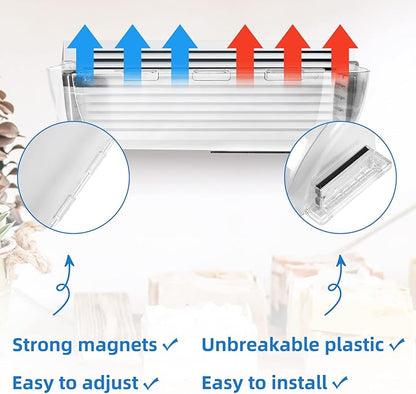 2 Pack Adjustable Air Vent Deflector, 9”-15” Transparent Deflector for Ceiling Registers, Floor, Sidewall (2)
