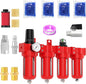 3/8" NPT Industrial Grade 4 Stage Aluminum Air Drying System, Coalescing Filter, Double Particulate Filter, Desiccant Dryer and Air Regulator,Manual Drain For Plasma Cutter and Paint Spray