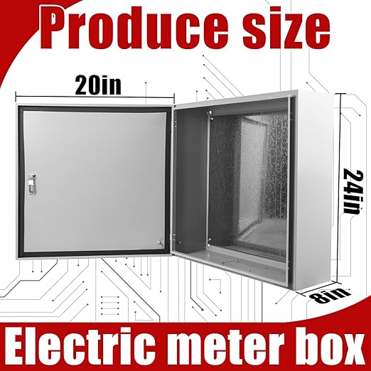 Electrical Box 24 x 20 x 8 Inch Indoor Outdoor Electrical Enclosure Box Steel Junction Box Wall Mounted Universal Electrical Project Box with Safety Locks and Mounting Plates