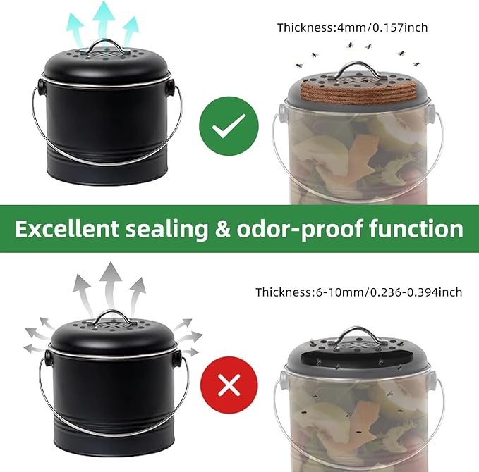 15 Packs of Kitchen Compost Bin Filters, Coconut Shell Made of Coconut Palm Material, Up to 7.25 Inches Fits Most Countertop Compost Bins