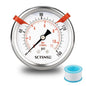 0 to 160 Psi Pressure Gauge, Glycerin Liquid Filled, 2.5 inch Dial, 1/4" NPT Back Mount, Stainless Steel Case, for Air Compressor, Well Pump, Water, RV, Tire, CO2, Pipe, Gas, Pressure Test
