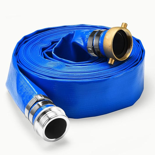 1.5" x 50 ft Discharge Hose for Swimming Pools, Heavy Duty PVC Lay Flat Water Backwash Hose,Durable Pool Drain Hose with Aluminum Pin Lug Fittings for Water Pump And Filters