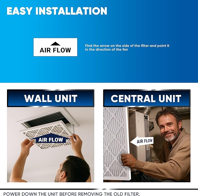 20X22x1 MERV 13 Air Filters, 6-Pack, Actual Size: 19.70" x 21.70" x 0.75", Pleated Design with Enhanced Filter Media for Superior Filtration,Perfect for HVAC, AC & Furnace Systems