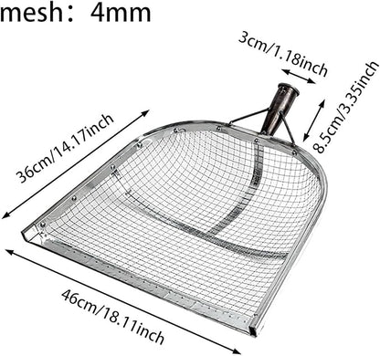 Leaking Soil Shovel Filter Stainless Steel Sieve 4mm/6mm/8mm/12mm Mesh Sifting Shovel for Sifting Corn Kernels Gardening Farm Chicken Coop and Goat Stall Multipurpose Dustpan (Sliver-4MM)