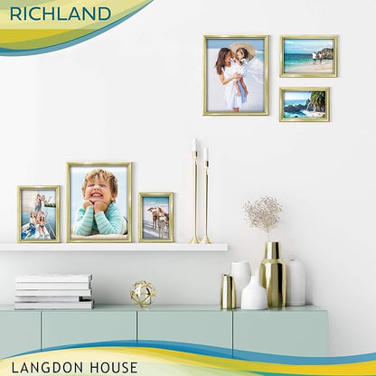 Langdon House 4x6 Picture Frames Set (Gold, 6 Pack) Distinguished Edging for Classic Style, Richland Collection