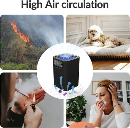 Air Purifier for Bedroom Home, FETIONS Air Cleaner with Fragrance Sponge Sleep Mode 3-in-1 Filtration System, Compact with H13 HEPA Filter for Pet Dander Pollen Smoke Dust Odor, Black, 2 Pack
