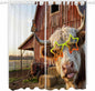 Farm Yaks Living Room Curtains 84 Inch Length, Window Curtains Tab Top, Farmhouse Barn Funny Animals Butterfly Light Filtering Window Treatments Drapes 52"x84" 2 Panel