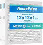 12x12x1 Air Filter 4 Pack MERV 8 Furnace HVAC AC Air Filters 12x12 Pleated for Home Dust Defense Replacement Filters MPR 600 FPR 5 (Actual Size: 11.81"x11.81"x 0.79")